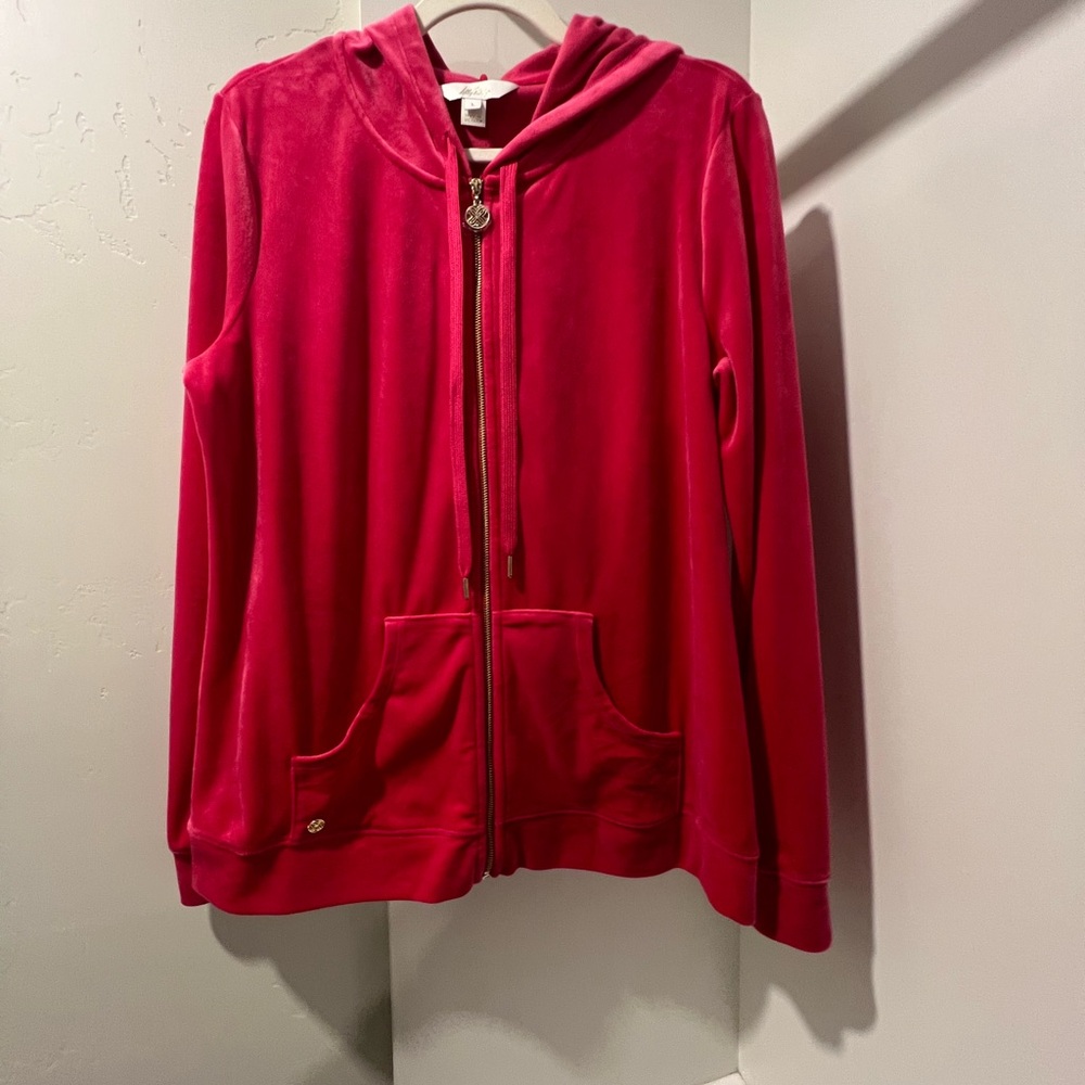 Lily Pulitzer Pink Velvet Zip-Up Hoodie